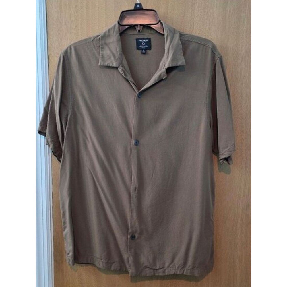 PacSun Men’s Brown Camp Collar Short-Sleeve Shirt
